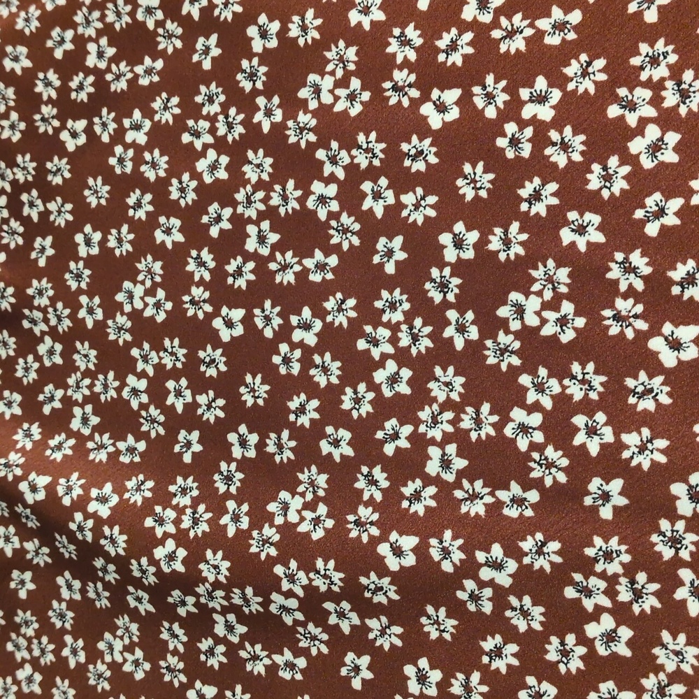 Abercrombie Satin Floral Brown Midi Skirt Size Small - Picture 4 of 5